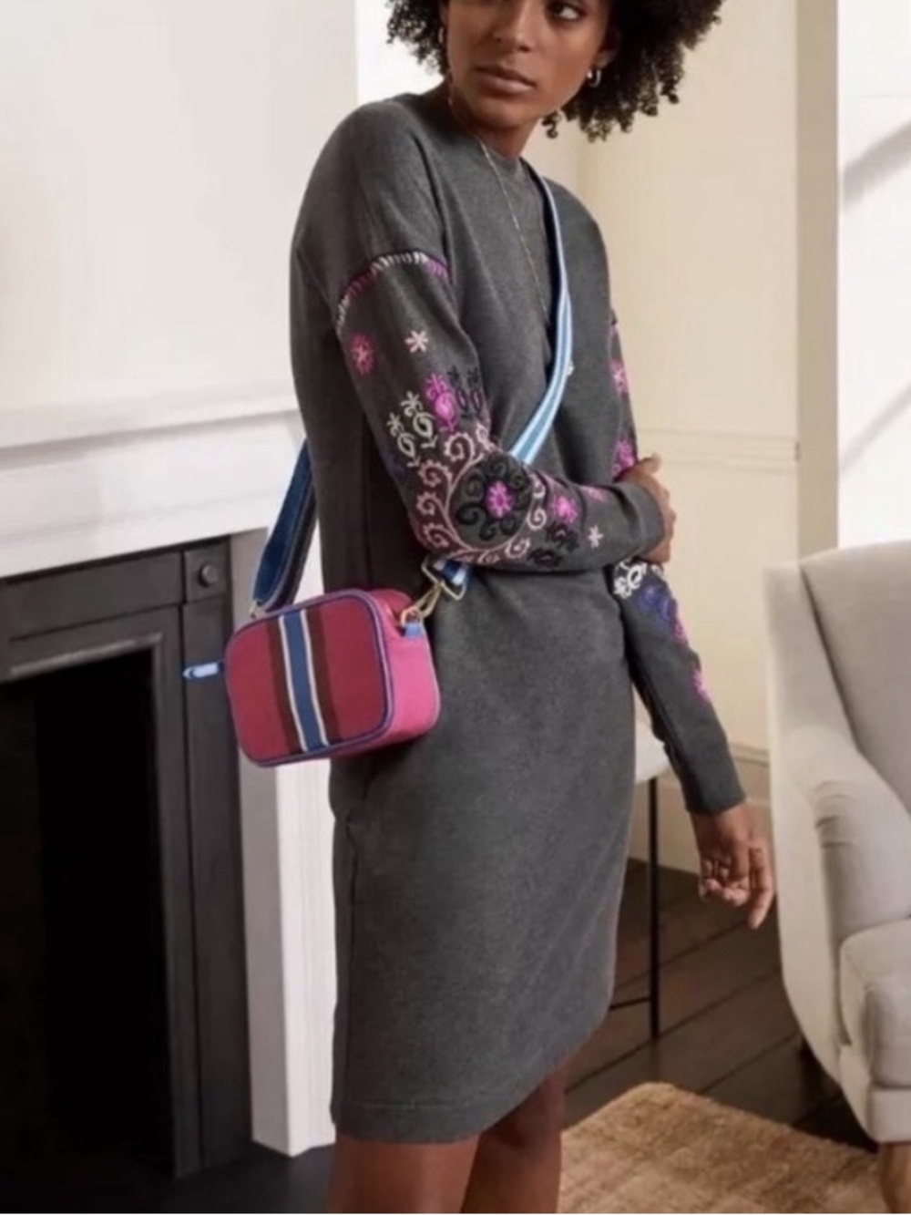 Boden Grey Decorative Sweater Dress